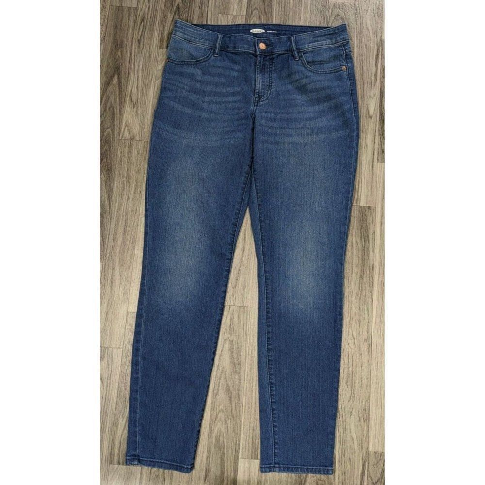 (3/$35) Old Navy Womens Size 10 Whiskered Pockets Super Skinny‎ Denim Blue Jeans